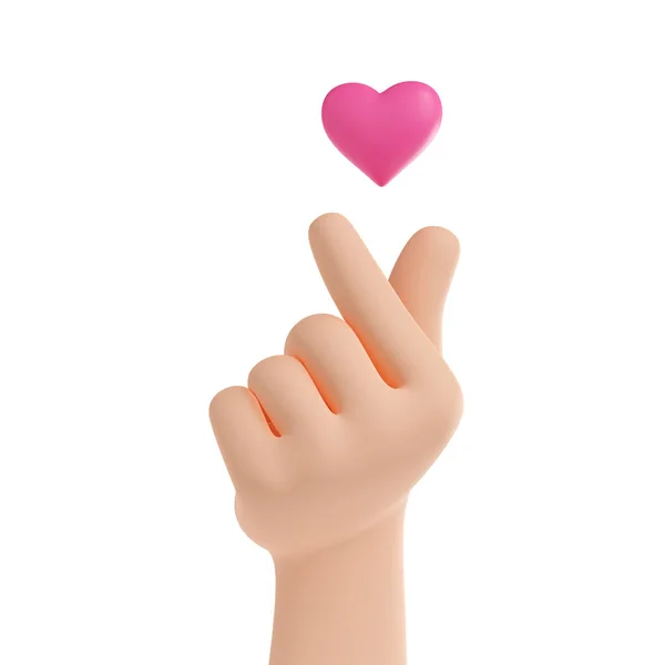 Renderizar Símbolo Del Corazón Dedo Coreano Significa Amo Guion Hangul —  Fotos de Stock