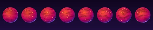 Roter Planet Turnaround Animation Mars Globus Mit Texturierter Oberflächenrotation Sprite — Stockvektor