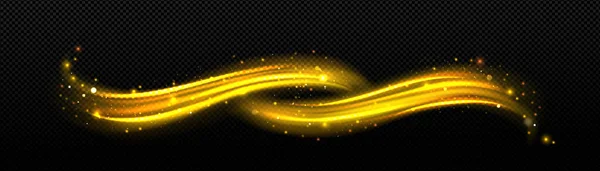 Magic Yellow Light Swirl Sparkling Transparent Background Abstract Vector Illustration — Stockový vektor