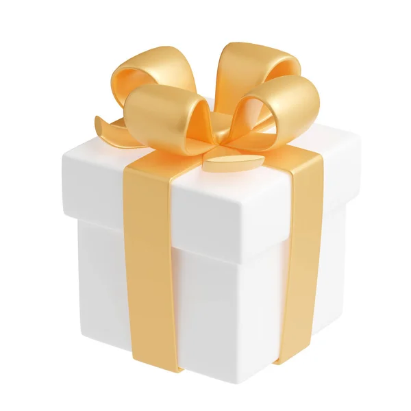 Рендеринг Подарочная Коробка Золотой Лентой Изолированный Закрытый Пакет Блестящим Пастельным — стоковое фото