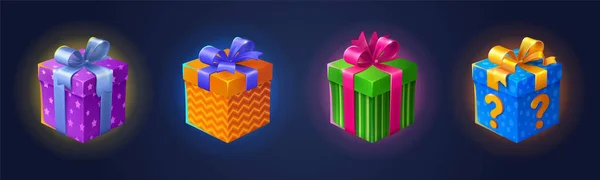 Coffrets Cadeaux Pour Anniversaire Anniversaire Noël Fêtes Présentez Des Emballages — Image vectorielle