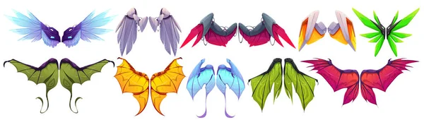 Ailes Mécaniques Robot Oiseau Papillon Dragon Chauve Souris Ensemble Dessins — Image vectorielle