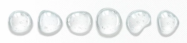 空気の泡で血清滴をクリア 透明背景に単離されたコラーゲンゲル スキンケア ローションやエッセンス液滴のための化粧品製品 ベクトル現実的なイラスト — ストックベクタ