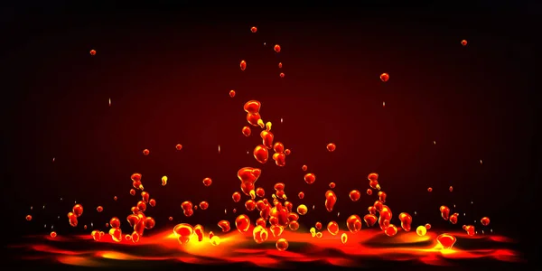 Heiße Flüssige Lava Spritzt Mit Fliegenden Roten Tropfen Abstrakter Hintergrund — Stockvektor