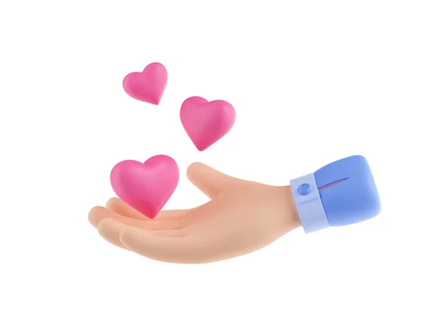 Рука Летящими Розовыми Сердцами Понятие Благотворительности Любви Надежды Здравоохранения Медицинской — стоковое фото