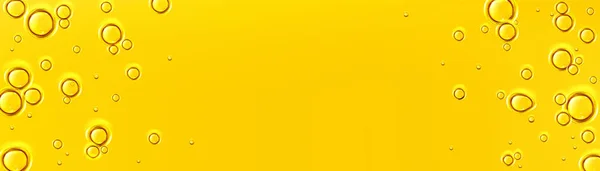 具有液体血清质感的文摘背景 黄色油中含有气泡 金黄色护肤产品 有光泽水滴的化妆品水 带有复制空间的矢量逼真图解 — 图库矢量图片