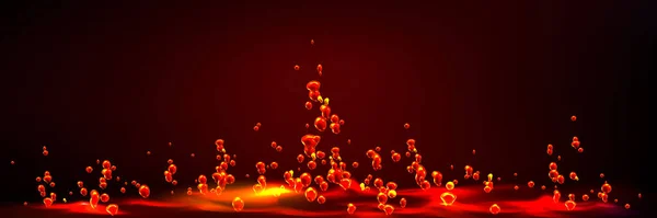 Kaynayan Soyut Arkaplan Parlayan Sıvı Yüzeyden Yükselen Kırmızı Baloncuklar Dinamik — Stok Vektör