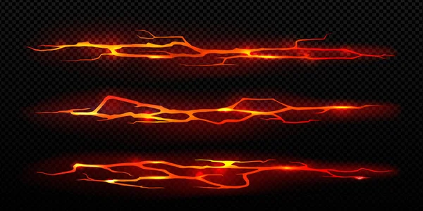 Podzemní Trhliny Horkým Roztaveným Magmatem Láva Požár Průlomech Zemském Povrchu — Stockový vektor