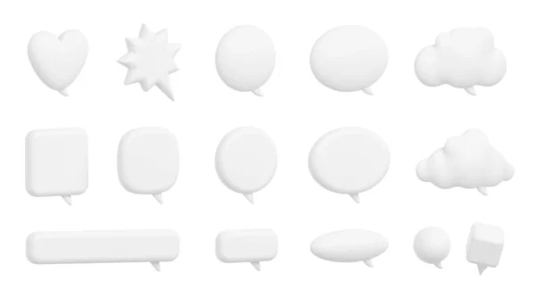 Renderizar Bolhas Fala Mensagens Branco Isolados Comunicação Balões Pensamento Diálogo — Fotografia de Stock