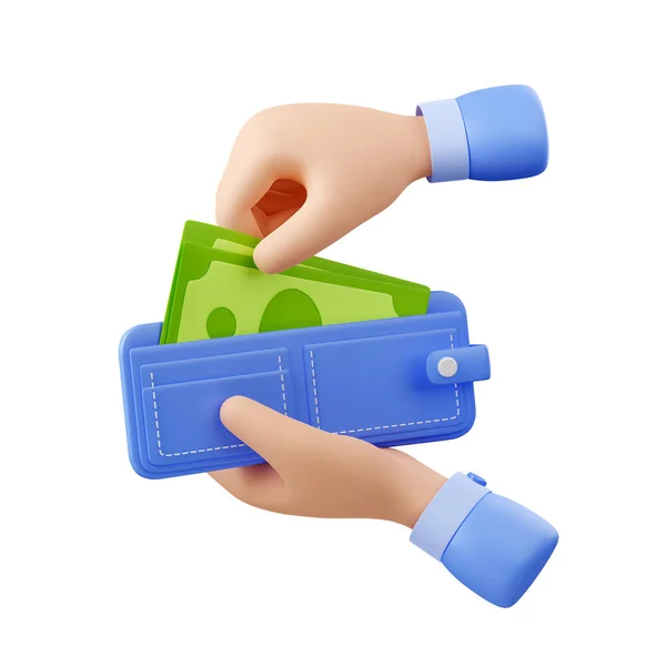 Ludzka Ręka Wyciąga Papierowe Pieniądze Portfela Pojęcie Dochodu Wymiany Płatności — Zdjęcie stockowe