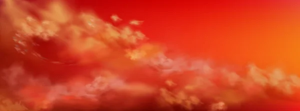 Cielo Rosso Con Soffici Nuvole Tramonto Estate Panorama Nuvoloso Bella — Vettoriale Stock