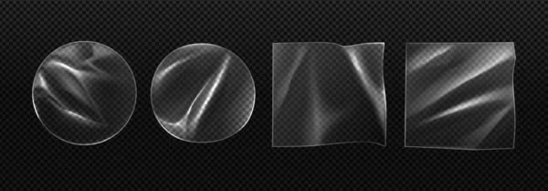 Autocollants Patchs Transparents Film Plastique Plissé Pvc Étiquettes Adhésives Rétrécies — Image vectorielle