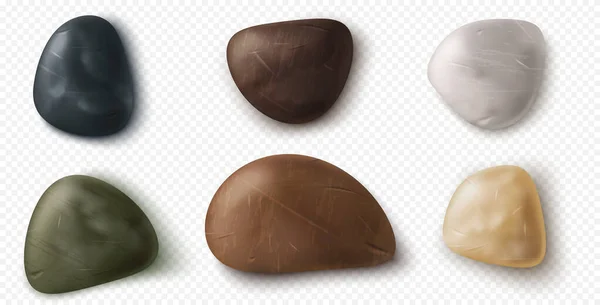 Колекція Невеликих Річкових Гальки Каменів Гладкі Пляжні Скелі Морські Океанічні — стоковий вектор