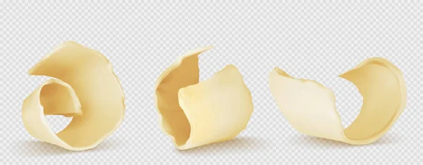 ホワイトチョコレートまたはバターカール スプレッド デザートまたは乳製品フードカーブロールと透明な背景に隔離されたスパイラル 製品広告のためのグラフィックデザイン要素 現実的な3Dベクトルイラスト — ストックベクタ