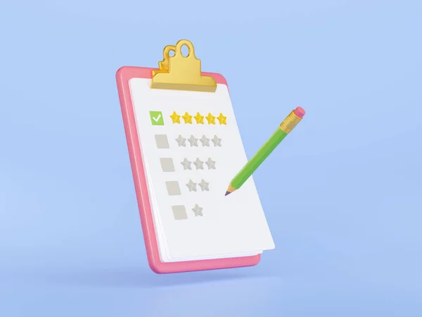 Checklist Feedback Survey Clipboard Paper Notes Rating Stars Tick Marks — Stock Photo, Image