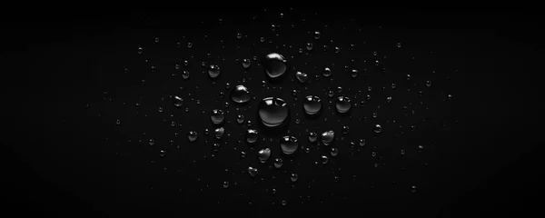 Wassertropfen Auf Schwarzem Hintergrund Regenkondenswasser Regentropfen Oder Glaskugeln Auf Dunkler — Stockvektor