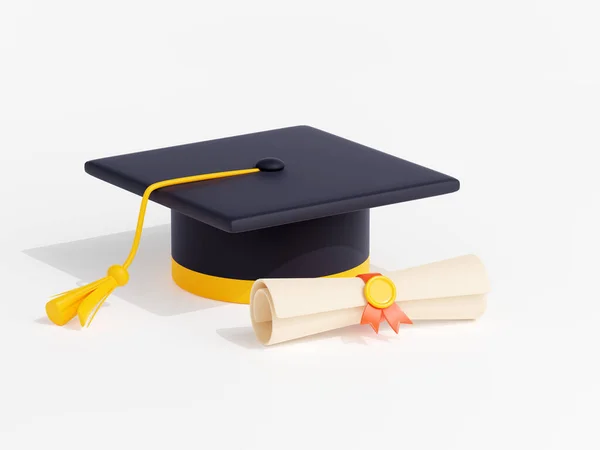 Öğrenci Mezuniyet Şapkası Diploma Parşömeni Akademik Eğitim Üniversite Üniversite Eğitimi — Stok fotoğraf