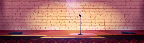 Сцену Шоу Талантів Розваг Або Телевізійних Розваг Мікрофоном Сходами Освітленням — стоковий вектор