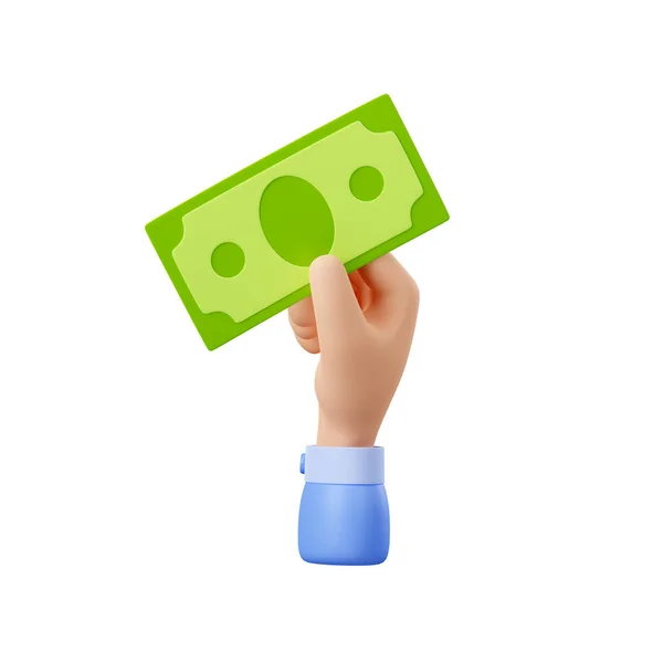 Renderować Rękę Rachunku Pieniężnego Biznesmen Palm Trzymając Papierowe Banknoty Dolarowe — Zdjęcie stockowe