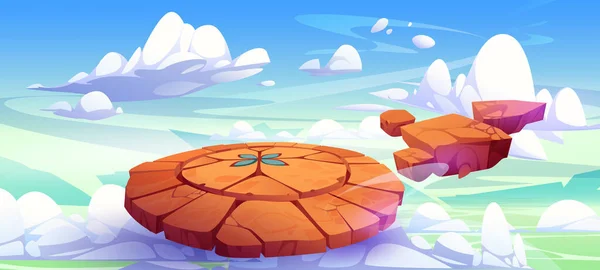Battle Arena Magic Altar Runes Float Blue Sky Clouds Cartoon — Stock Vector
