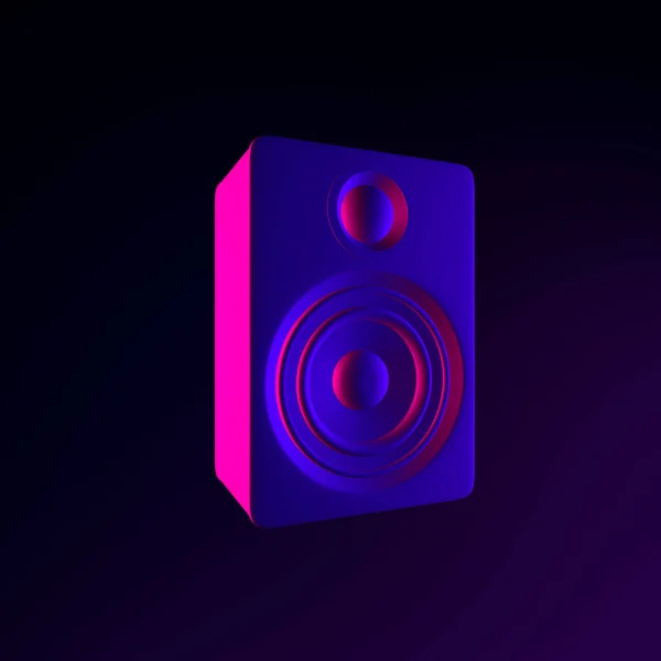 Neon Hangszóró Ikon Rendering Interfész Elem Sötét Izzó Szimbólum — Stock Fotó
