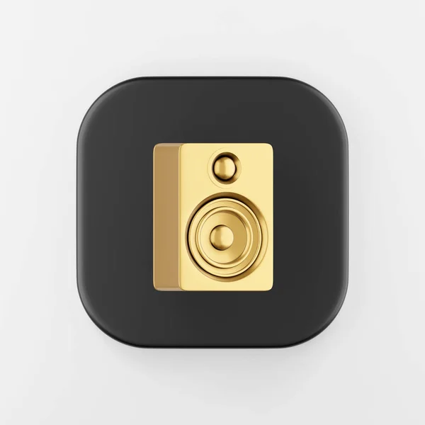 Icono Altavoz Dorado Renderizado Tecla Botón Cuadrado Negro Interfaz Elemento —  Fotos de Stock