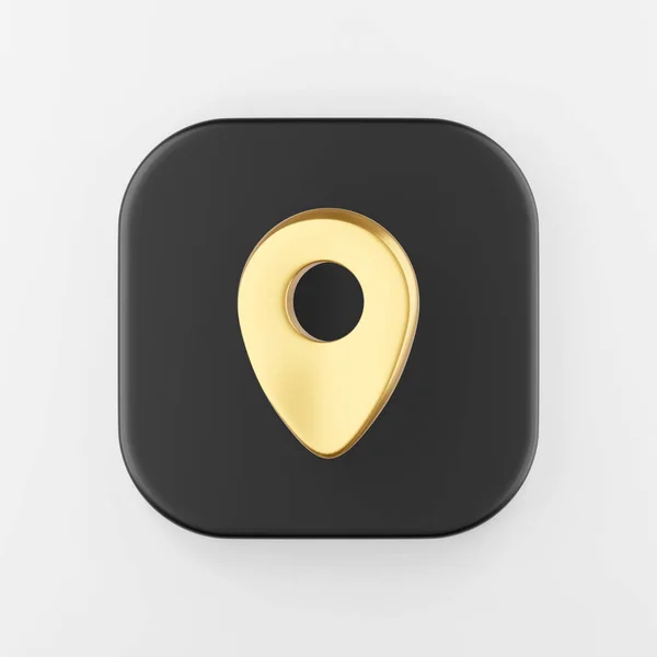 Location Gold Symbol Icon Rendering Black Square Button Key Interface — Stock Photo, Image