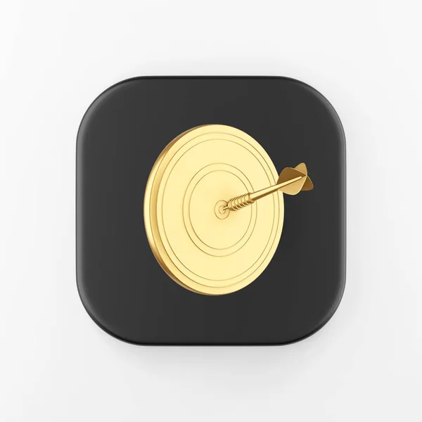 Золотой Дротик Значок Цели Рендеринг Черного Квадрата Кнопка Ключа Интерфейс — стоковое фото