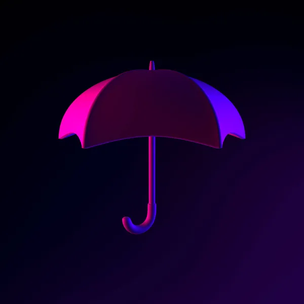 Icono Paraguas Neón Renderizado Elemento Interfaz Símbolo Brillante Oscuro — Foto de Stock