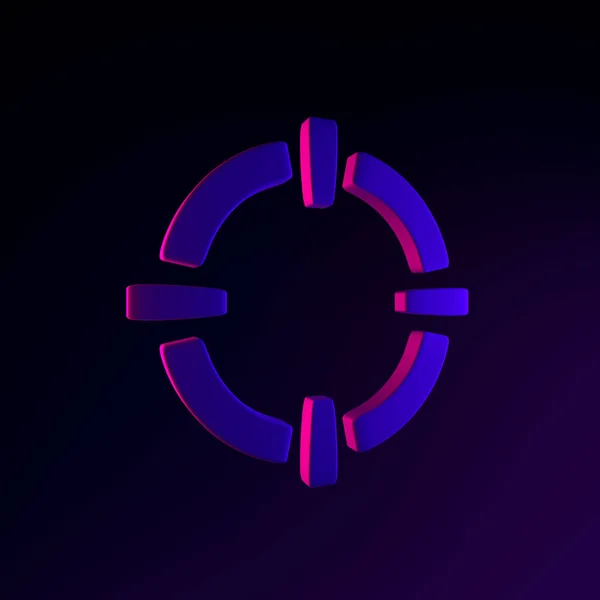 Neonfarbenes Zielsymbol Rendering Interface Element Dunkel Leuchtendes Symbol — Stockfoto