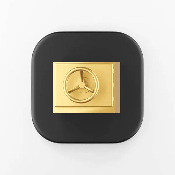 Goldenes Sicherheitssymbol Rendering Schwarze Quadratische Taste Schnittstelle Element — Stockfoto