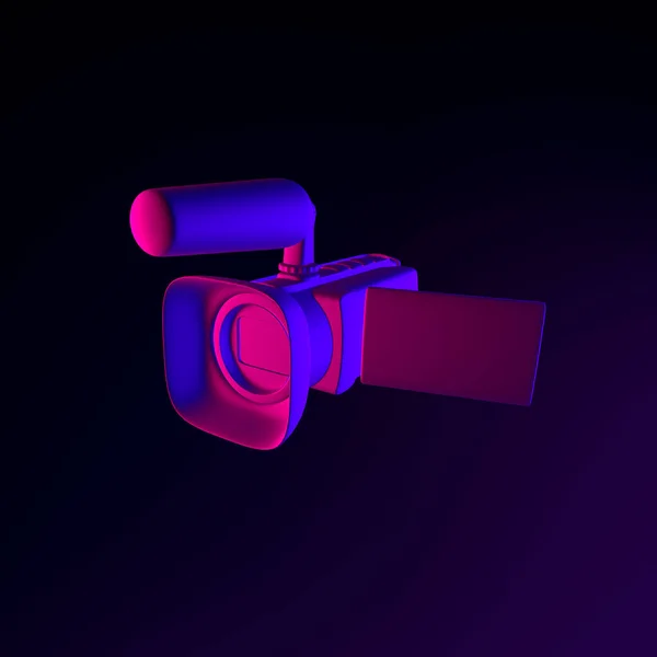 Icona Videocamera Digitale Neon Elemento Interfaccia Rendering Simbolo Scuro Incandescente — Foto Stock