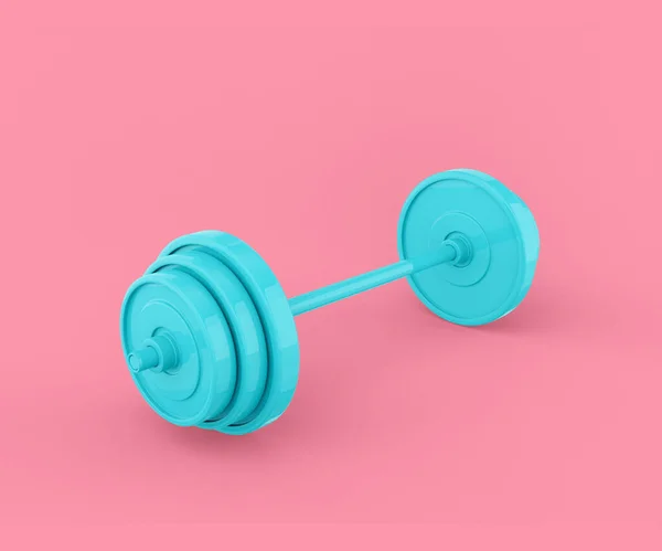 Blue Barbell Pink Background Minimalistic Design Object Rendering — Stock Photo, Image