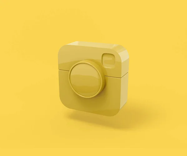 Yellow Camera Popular Social Network Yellow Background Minimalistic Design Object — Stock Photo, Image