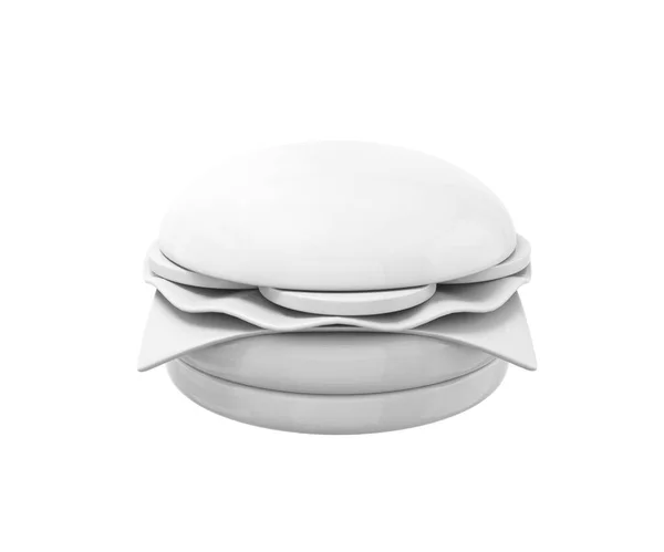 Cheeseburger Blanc Sur Fond Blanc Objet Design Minimaliste Rendu — Photo