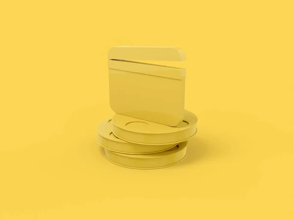 Yellow One Color Movie Clapper Reels Film Yellow Flat Background — ストック写真