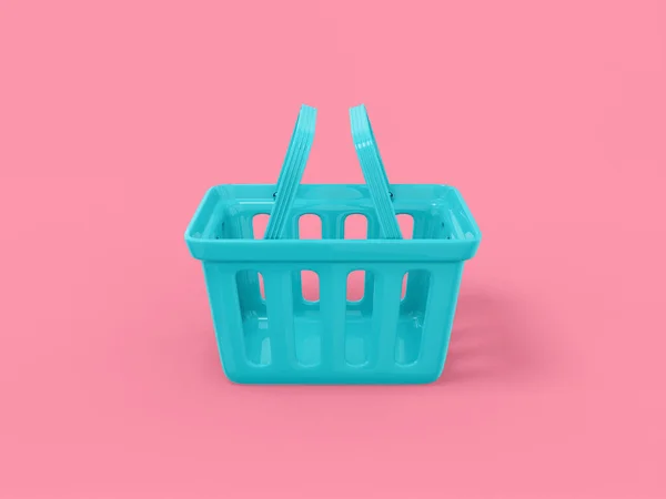 Blue Mono Color Shopping Hand Cart Pink Solid Background Minimalistic — стоковое фото