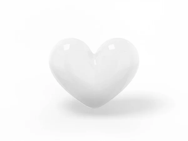 Stylized White Monochrome Heart White Flat Background Minimalistic Design Object — Fotografia de Stock