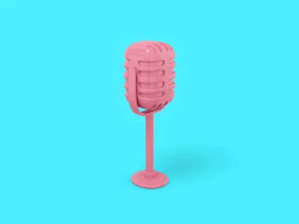 Pink Single Color Vintage Microphone Blue Monochrome Background Minimalistic Design — Photo