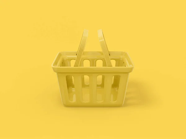 Yellow One Color Shopping Hand Cart Yellow Flat Background Minimalistic — стоковое фото