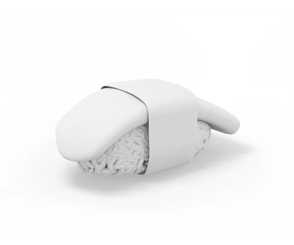 白い皿の上に白握り寿司 最小限のデザインオブジェクト 3Dレンダリングアイコン Uxインターフェイス要素 — ストック写真