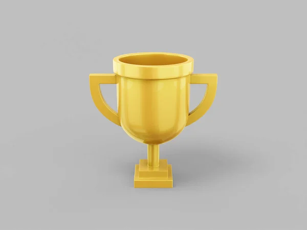 グレーのモノクロームの背景にゴールド単色の賞品カップ 最小限のデザインオブジェクト 3DレンダリングアイコンUi Uxインターフェイス要素 — ストック写真