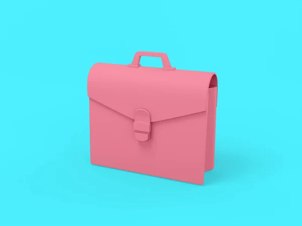 Pinkfarbener Aktenkoffer Auf Blauem Flachen Hintergrund Objekt Minimalistischen Designs Icon — Stockfoto