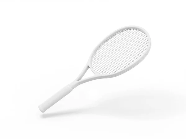 Racchetta Tennis Monocromatica Bianca Sfondo Solido Bianco Oggetto Design Minimalista — Foto Stock
