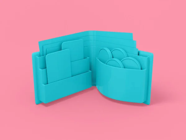 Carteira Azul Cor Única Fundo Rosa Monocromático Objeto Design Minimalista — Fotografia de Stock
