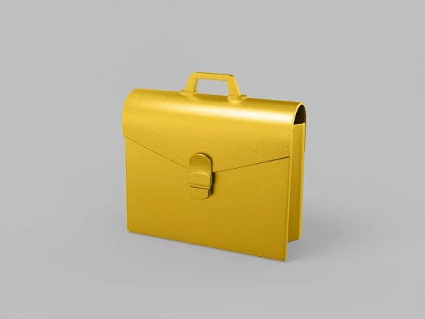 Gold Mono Color Briefcase Gray Solid Background Minimalistic Design Object — Stock Photo, Image
