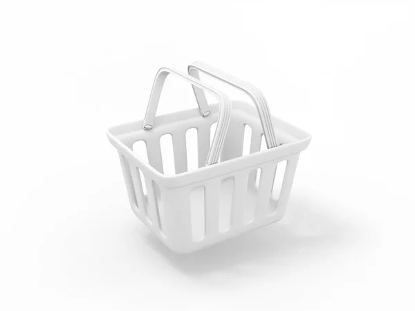 White One Color Shopping Cart Half View White Flat Background — Stock Photo, Image