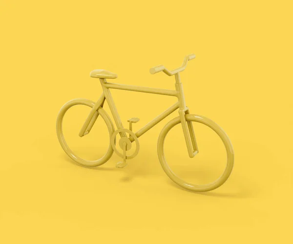Vélo Jaune Sur Fond Jaune Objet Design Minimaliste Icône Rendu — Photo