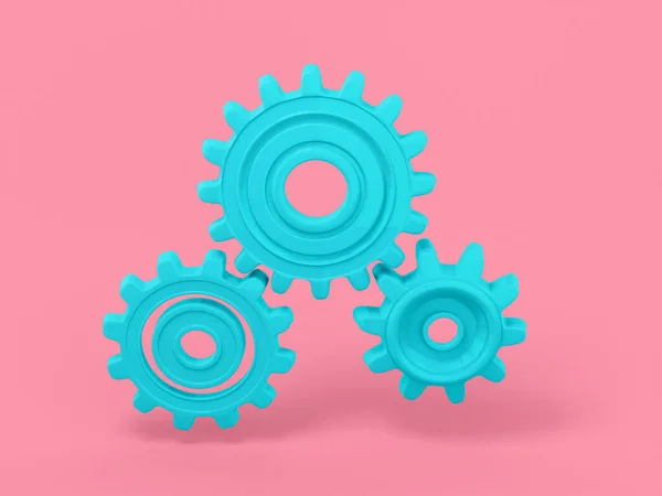 Blue One Color Gears Pink Flat Background Minimalistic Design Object — Stock Photo, Image