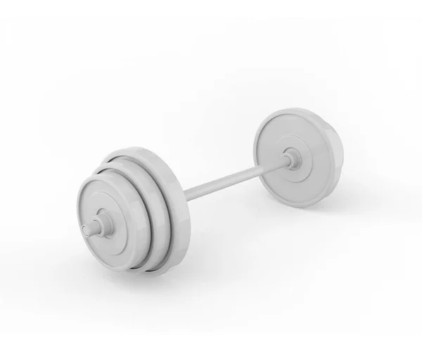 Barbell Branco Fundo Branco Objeto Design Minimalista Renderização — Fotografia de Stock